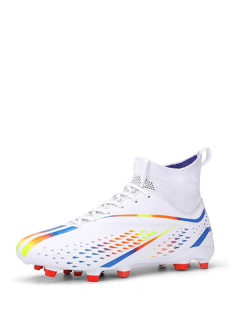 Spike sneakers TF training shoes Football shoes non-slip(Spike bright white)