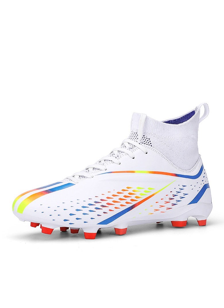 Spike sneakers TF training shoes Football shoes non-slip(Spike bright white)