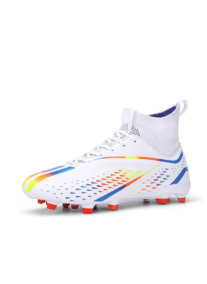 Spike sneakers TF training shoes Football shoes non-slip(Spike bright white)