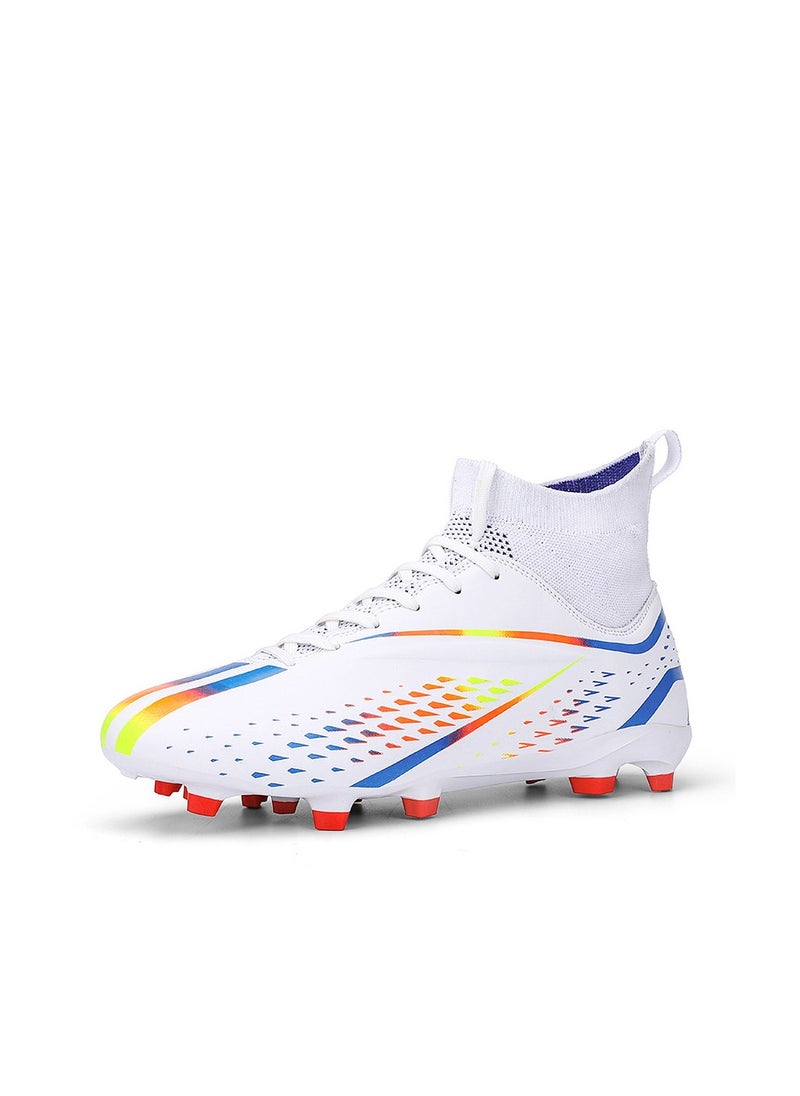 Spike sneakers TF training shoes Football shoes non-slip(Spike bright white)