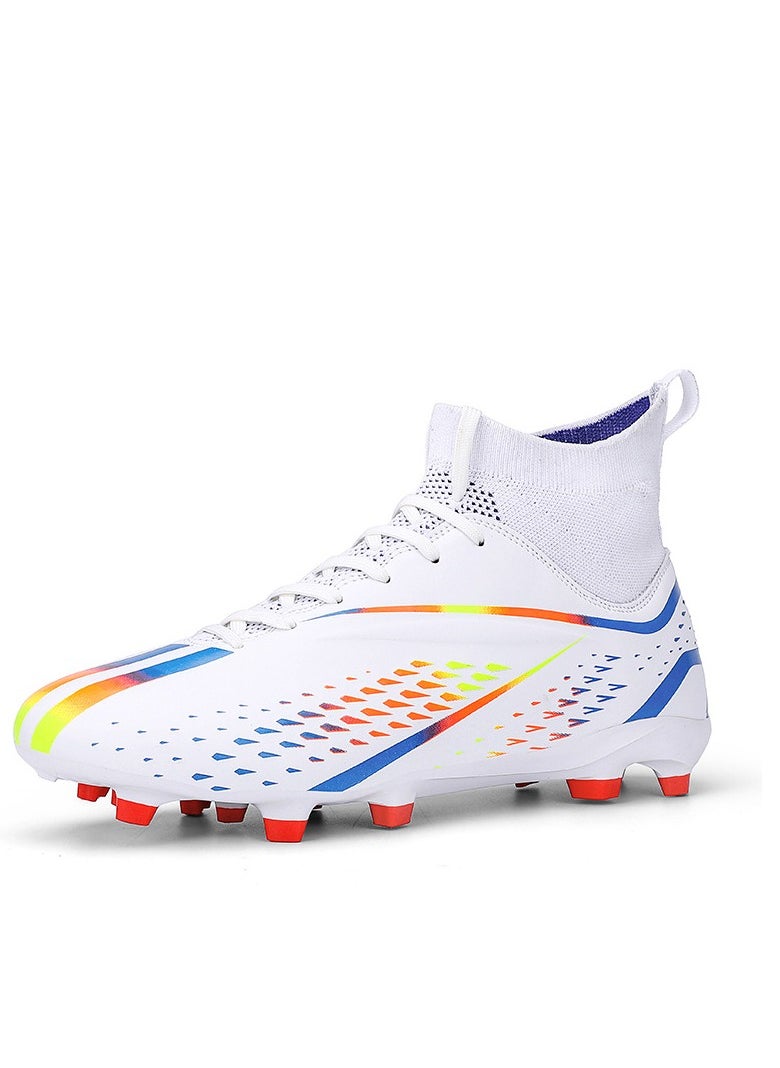 Spike sneakers TF training shoes Football shoes non-slip(Spike bright white)