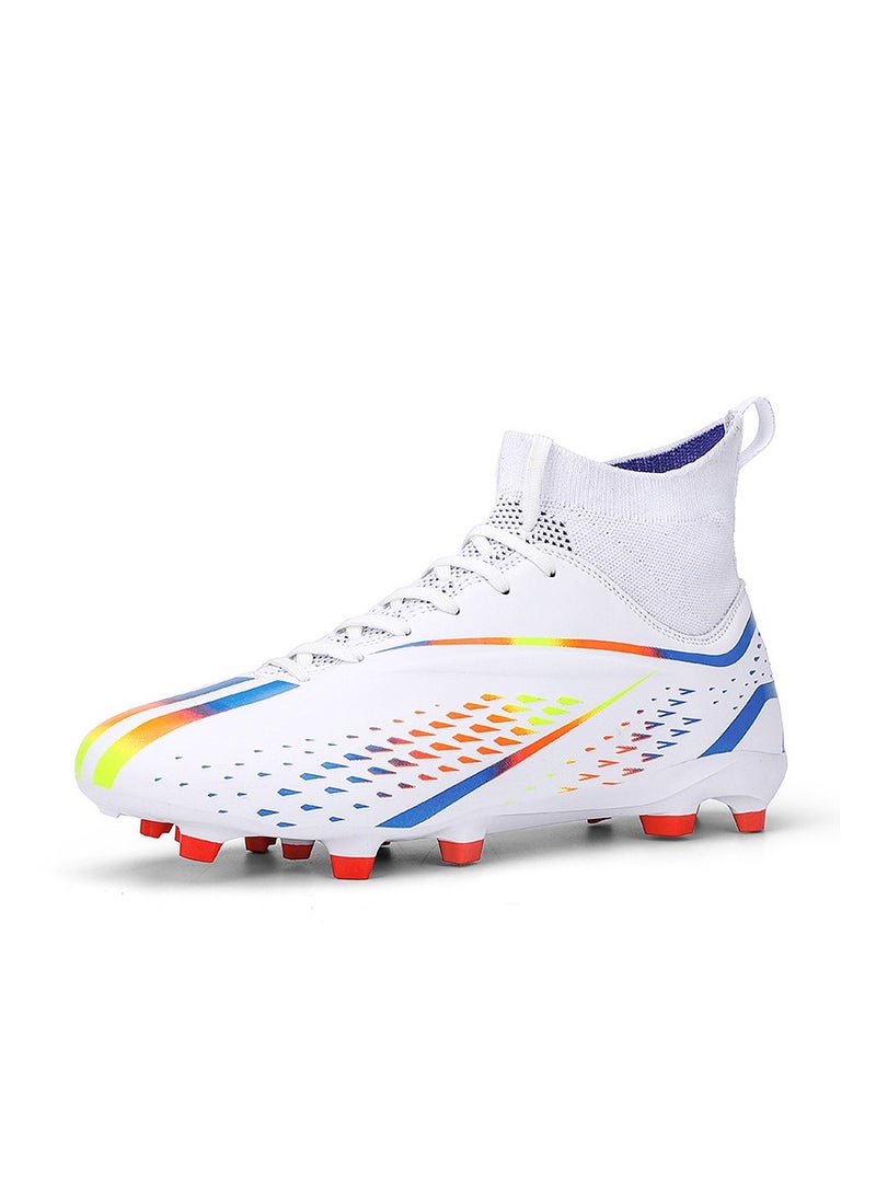 Spike sneakers TF training shoes Football shoes non-slip(Spike bright white)