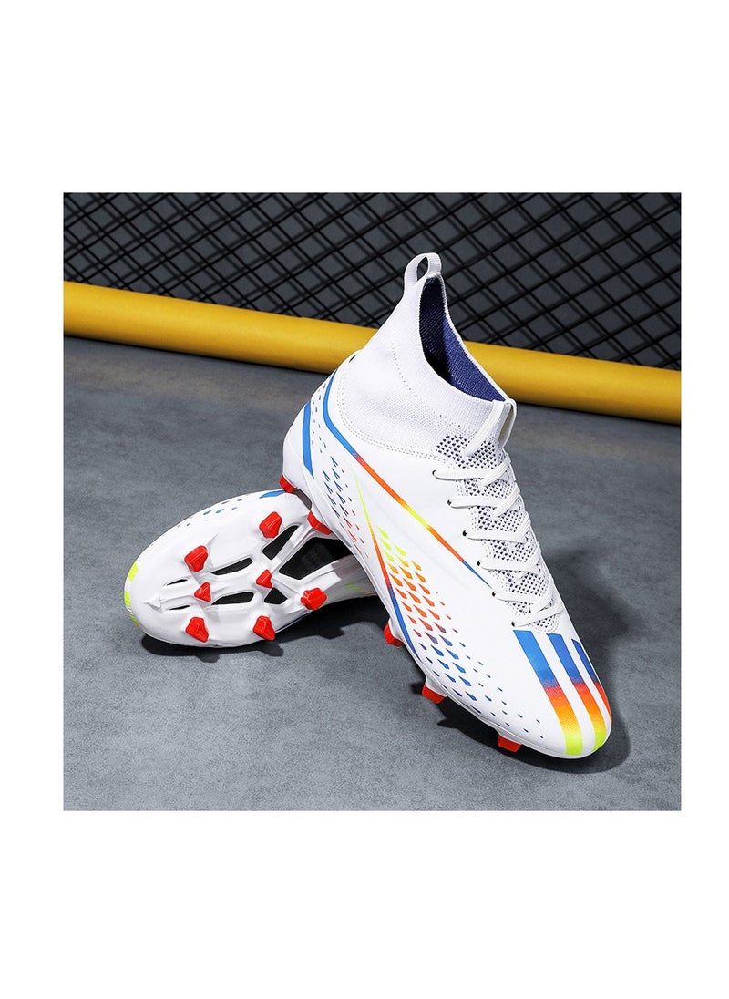 Spike sneakers TF training shoes Football shoes non-slip(Spike bright white)