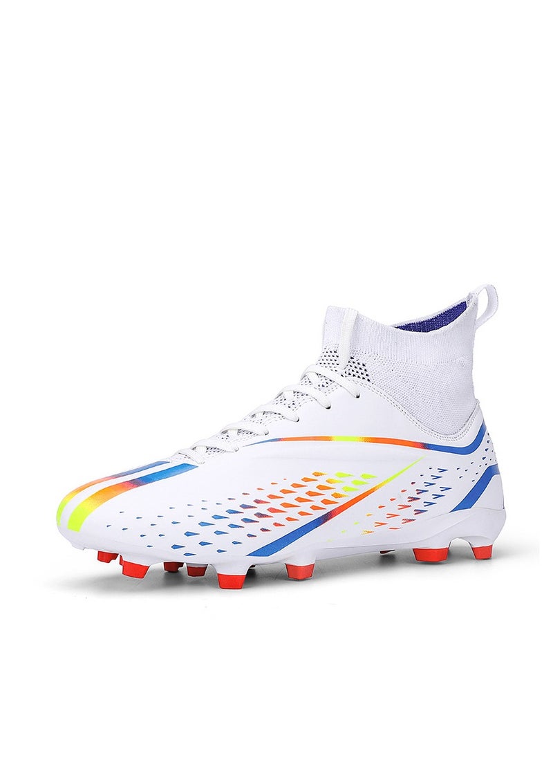 Spike sneakers TF training shoes Football shoes non-slip(Spike bright white)