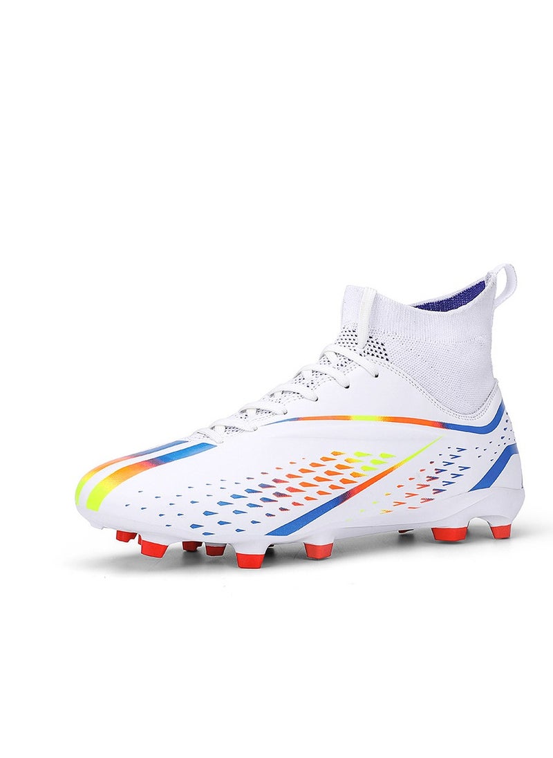 Spike sneakers TF training shoes Football shoes non-slip(Spike bright white)