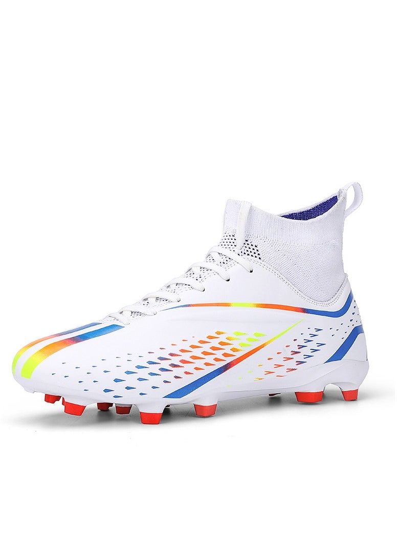 Spike sneakers TF training shoes Football shoes non-slip(Spike bright white)