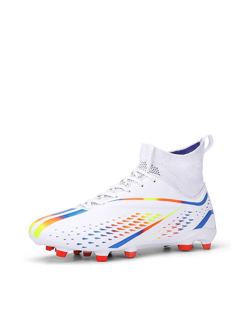 Spike sneakers TF training shoes Football shoes non-slip(Spike bright white)