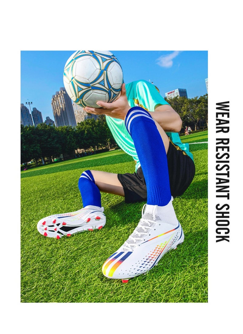 Spike Sports Boots Training Boots Non-Sliding Football Boots (Spike bright white)