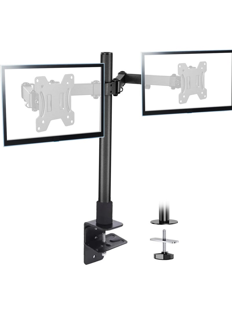 Premium Dual Monitor Arm Vesa Mount - Adjustable Gas Spring Vesa Monitor Stand - Dual Monitor Mount Desk with C-clamp Mounting Base Support up to 13-32 inches and 8kg Screen