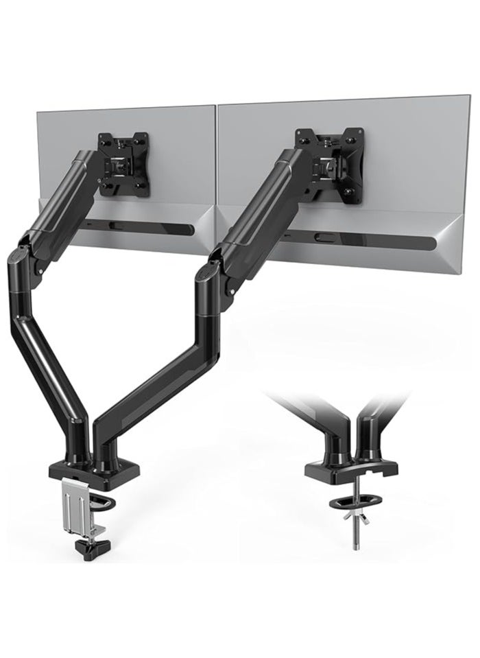 Dual Monitor Arm, Height Adjustable Full Motion Swivel Computer Monitor Arm Fits 13 to 32 Inch Computer Screen, Dual Monitor Arm Hold up to 19.8lbs Each, Gas Spring VESA Stand