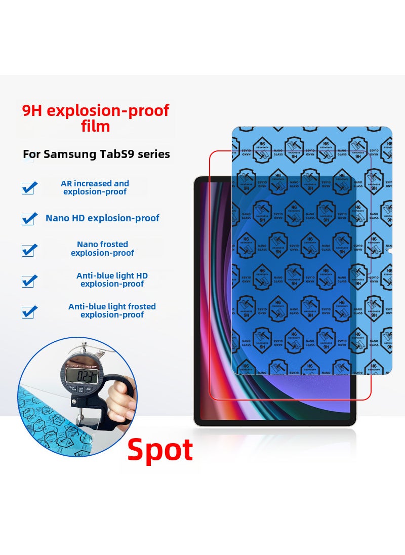 Applicable to Samsung Tab S9 nano HD explosion-proof film AR anti-reflective film 9H anti-blue light frosted film soft film Nano HD explosion-proof bare metal