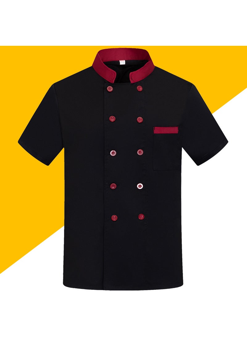 Breathable Chef Jacket Short Sleeve Men Women Black [sleeve back full Net]]