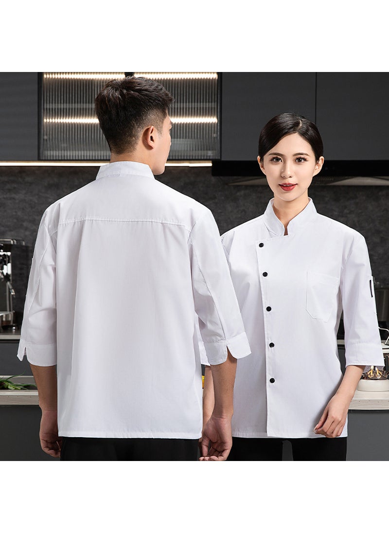 Unisex Chef Jacket 7/8 Sleeve for All Seasons White seven-point sleeve]