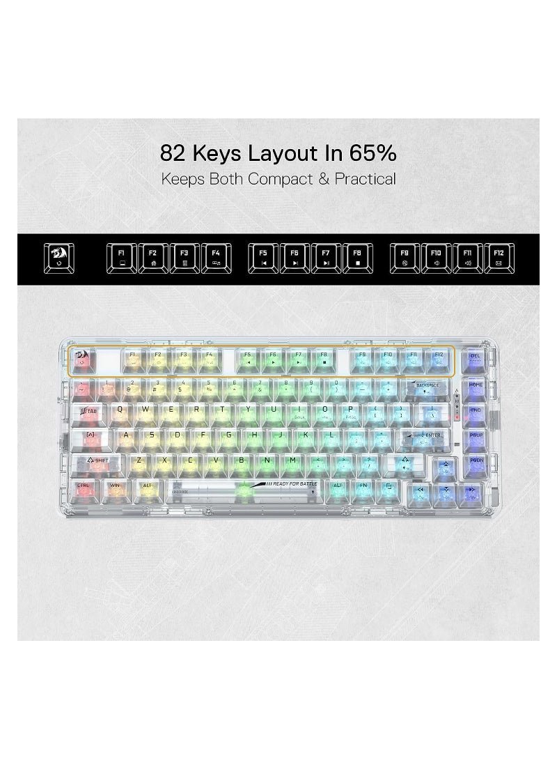 K649 PRO 78% Wireless Gasket RGB Gaming Keyboard ,Translucent Custom Switch