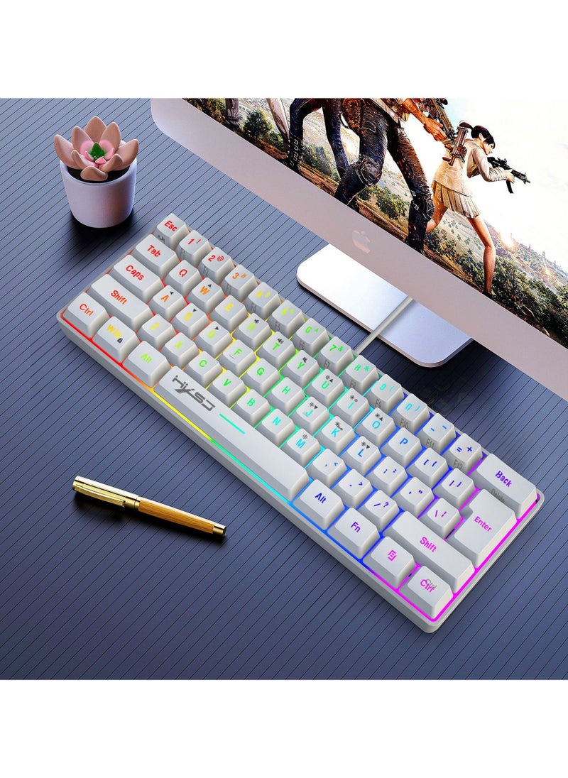 60% Wired Gaming Keyboard, RGB Backlit Ultra-Compact Mini Keyboard, Waterproof Small Compact 61 Keys Keyboard for PC/Mac Gamer, Typist, Travel, Easy to Carry on Business Trip