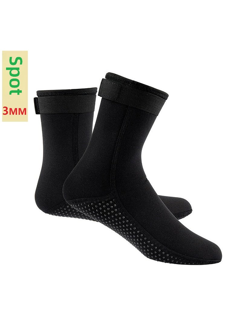 3mm Diving Socks Mens Warm Cold-proof Super Elastic Winter Swimming Non-slip Flippers Anti-abrasion Ankle-protective Socks Oversized Beach Socks for Women 3mm black socks