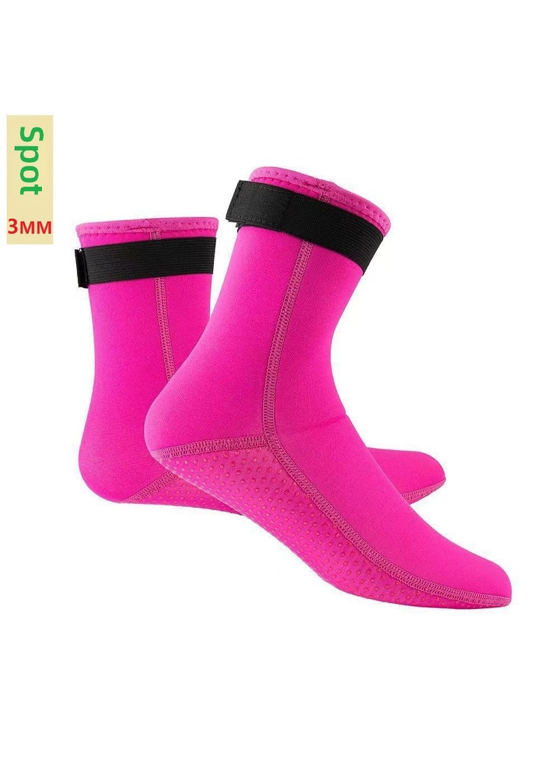 3mm Diving Socks Mens Warm Cold-proof Super Elastic Winter Swimming Non-slip Flippers Anti-abrasion Ankle-protective Socks Oversized Beach Socks for Women 3mm rose red socks