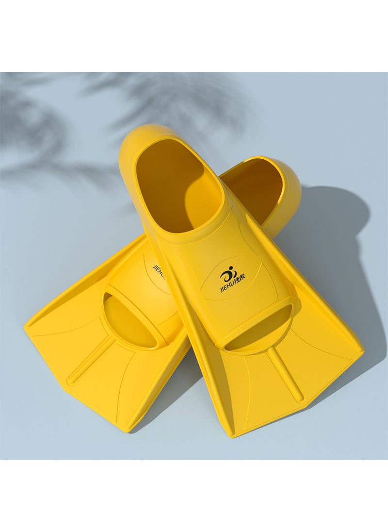 Freestyle breaststroke shoes duck sole professional training short flippers breaststroke duck foot board floating diving men and women swimming flippers children Yellow