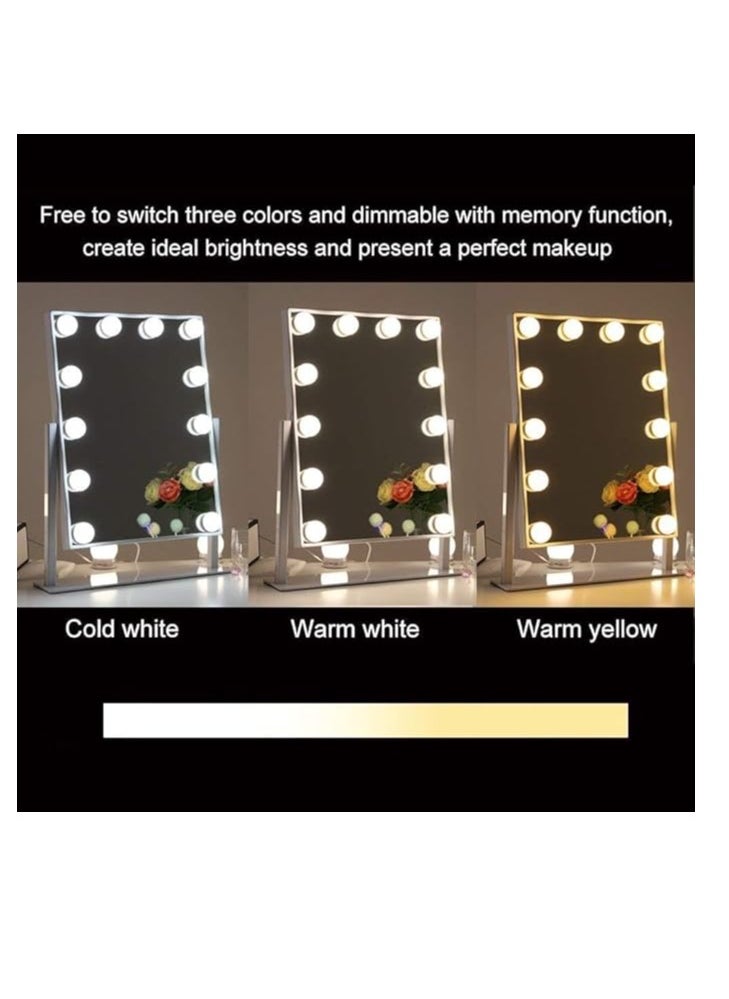 Makeup Mirror with 12 Dimmable LED Lights 3 Color Modes 360° Rotation and Touch Control Makeup Mirror