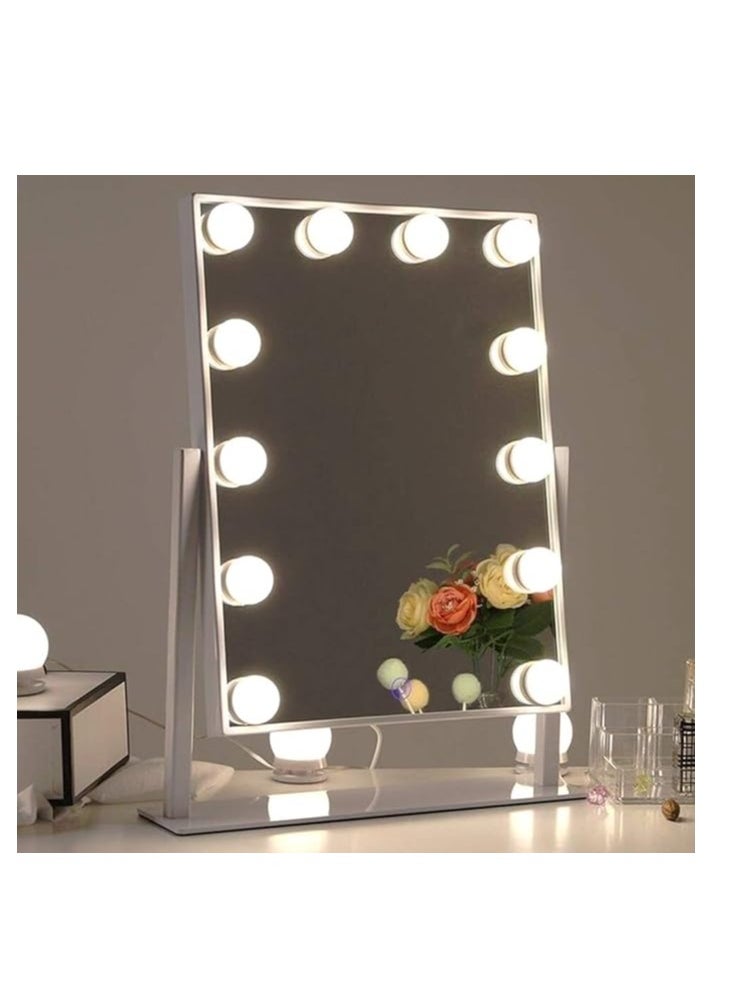 Makeup Mirror with 12 Dimmable LED Lights 3 Color Modes 360° Rotation and Touch Control Makeup Mirror