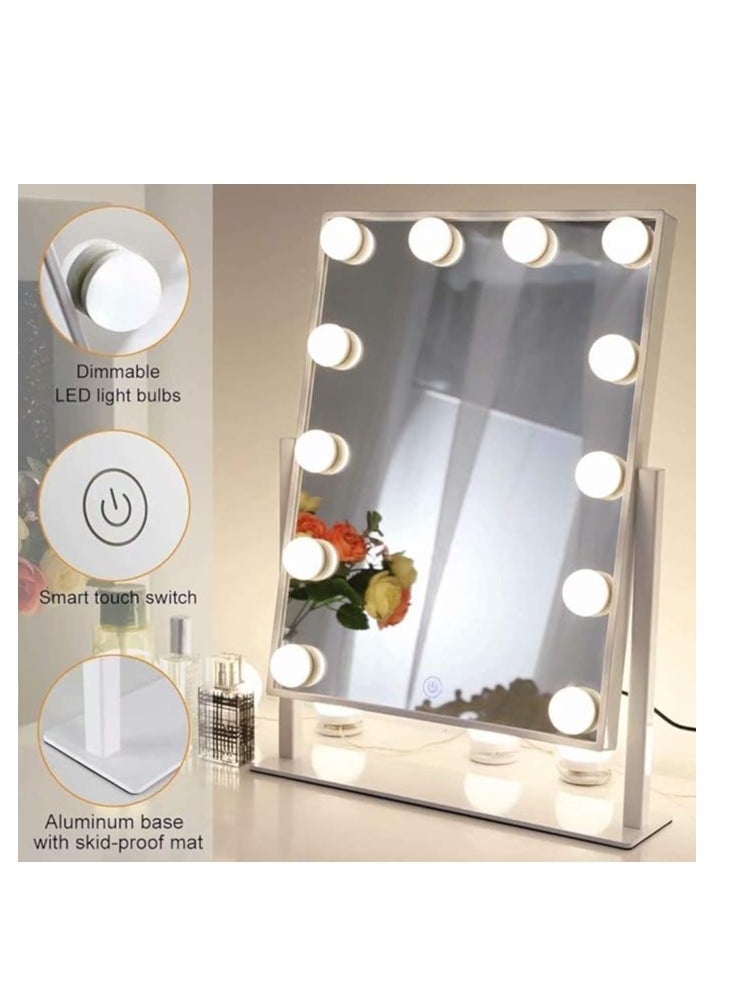 Makeup Mirror with 12 Dimmable LED Lights 3 Color Modes 360° Rotation and Touch Control Makeup Mirror