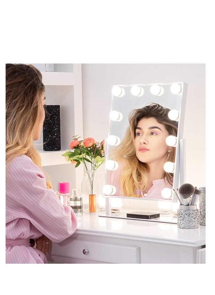 Makeup Mirror with 12 Dimmable LED Lights 3 Color Modes 360° Rotation and Touch Control Makeup Mirror