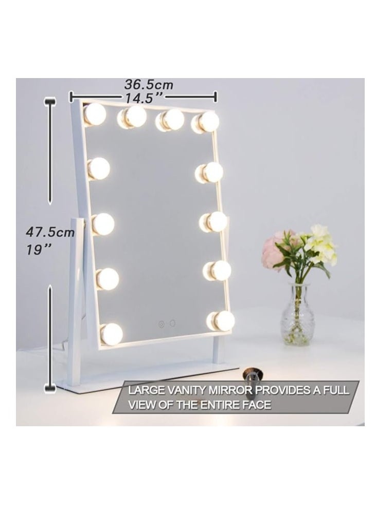 Makeup Mirror with 12 Dimmable LED Lights 3 Color Modes 360° Rotation and Touch Control Makeup Mirror