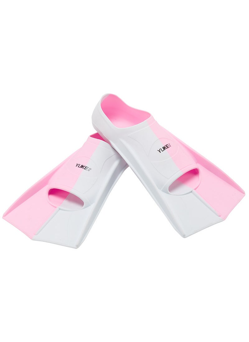 Silicone Swim Fins for Adults and Kids Pink White (customizable logo)