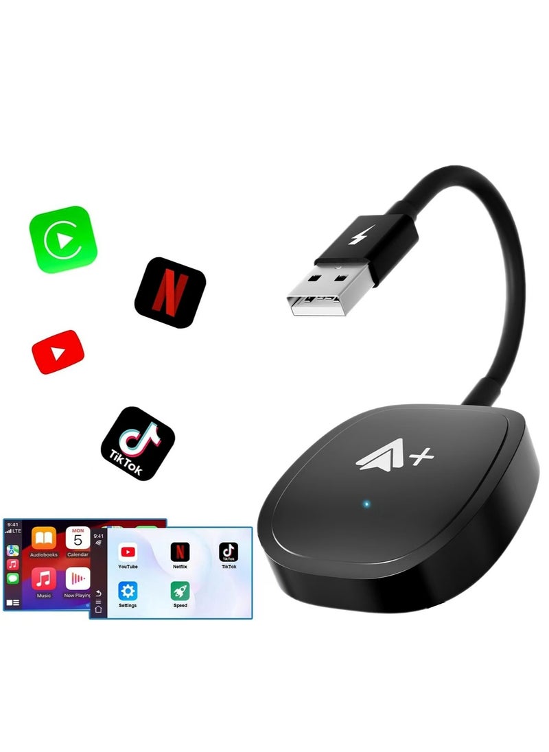 Android Auto Wireless Adapter Supports Netflix, YouTube, and Tiktok Stream Media Play, for OEM Android Phones Converts Wired Android Auto to Wireless Plug & Play Wireless Android Auto Dongle for Cars