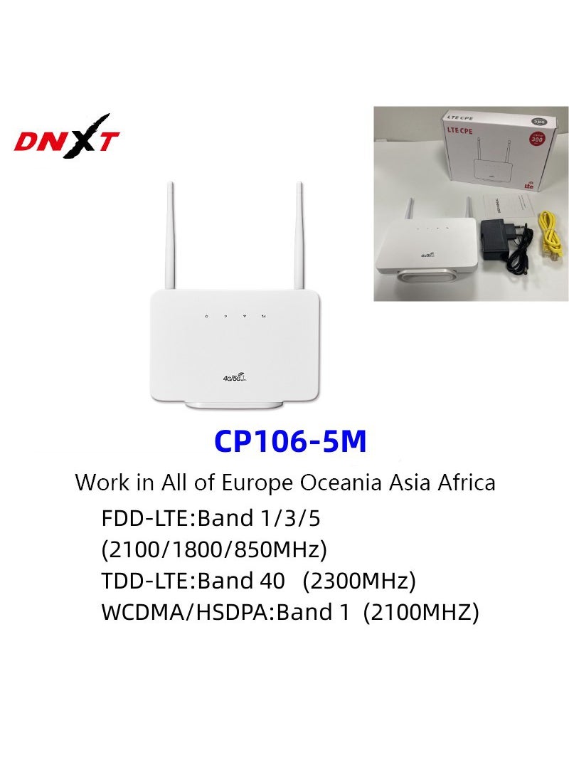 CP106 4G CPE Wireless Router WiFi SIM LTE European Cp106-5m us power supply--asian version