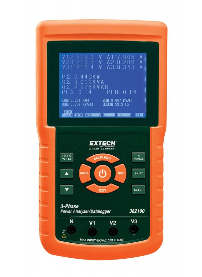 Extech 382100 1200A 3-Phase Power Analyzer/Datalogger