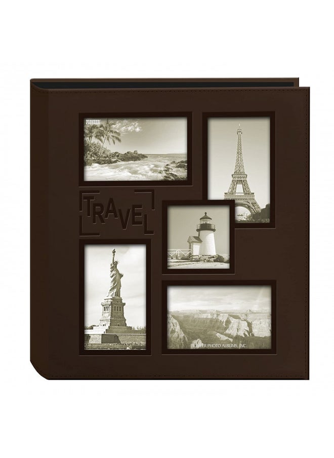 Pioneer Photo Albums Collage Frame Embossed Travel Photo Album, Brown 12x12 Inches