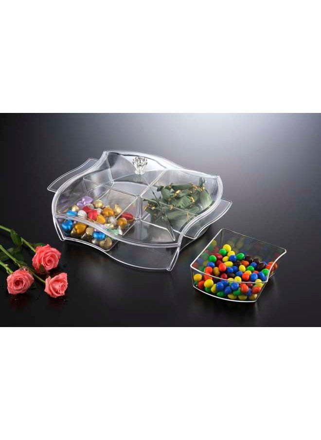 Acrylic 4 Compartment Candy Serving Set 35 cm