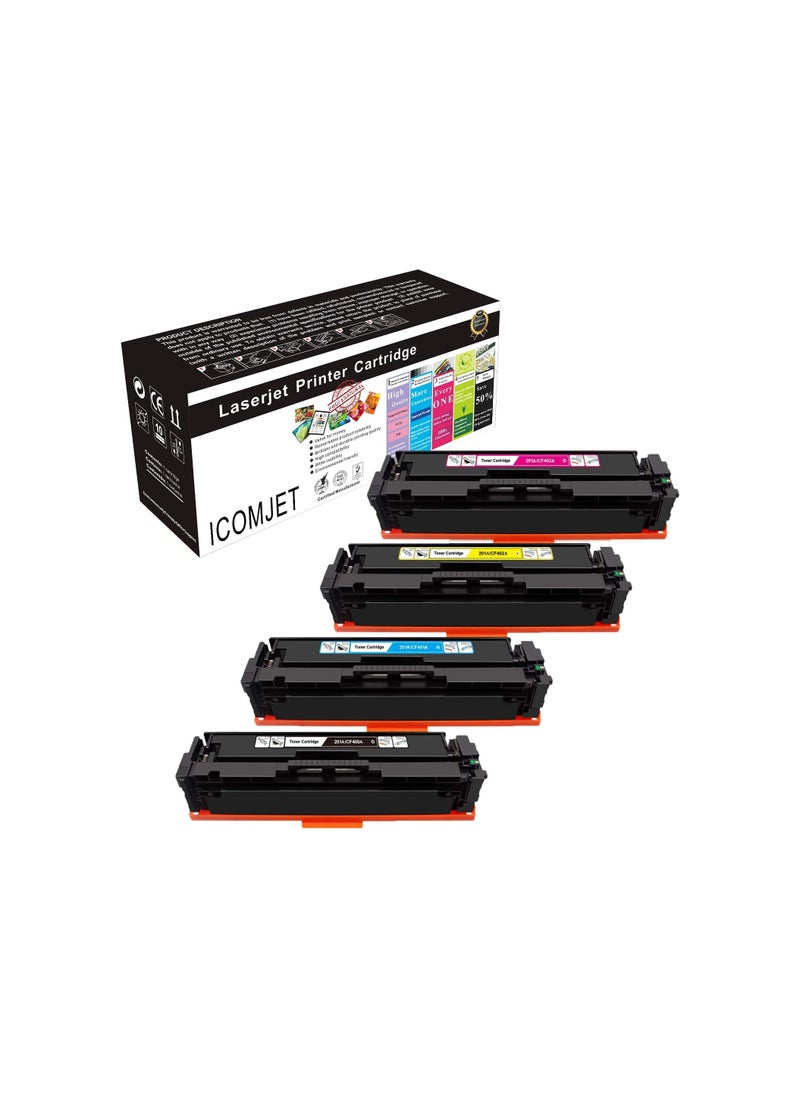 ICOMJET Compatible Toner Cartridge Replacement for HP 201A CF400A CF401A CF402A CF403A Work for HP Color Laserjet Pro M252dn M252n M252dw MFP M277dw M277n M274n Printer