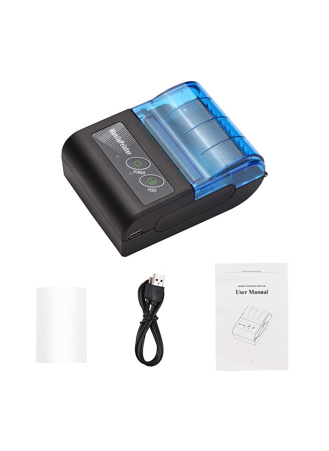 Portable Mini Thermal Printer  2 inch Wireless USB Receipt Bill Ticket Printer with  58mm Print Paper Compatible with iOS Android Windows for Restaurant Sales Retail