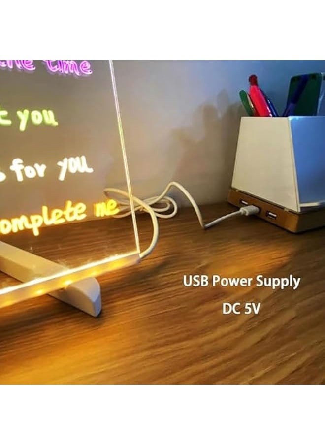 Led Acrylic Message Board, Light Up Acrylic Message Board, Creative Rewritable Acrylic Led Message Board, Glowing Acrylic Message Board Markers, Led Note Board With Colors (11.8 x 7.8 in)