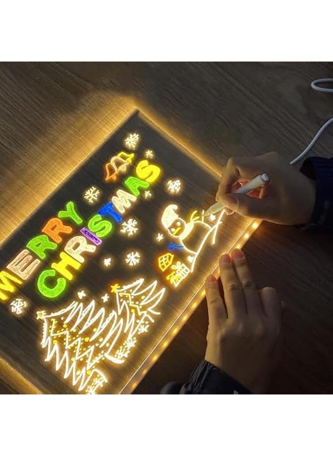 Led Acrylic Message Board, Light Up Acrylic Message Board, Creative Rewritable Acrylic Led Message Board, Glowing Acrylic Message Board Markers, Led Note Board With Colors (11.8 x 7.8 in)