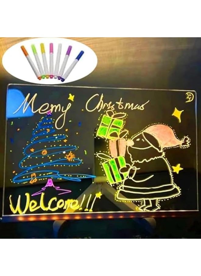 Led Acrylic Message Board, Light Up Acrylic Message Board, Creative Rewritable Acrylic Led Message Board, Glowing Acrylic Message Board Markers, Led Note Board With Colors (11.8 x 7.8 in)