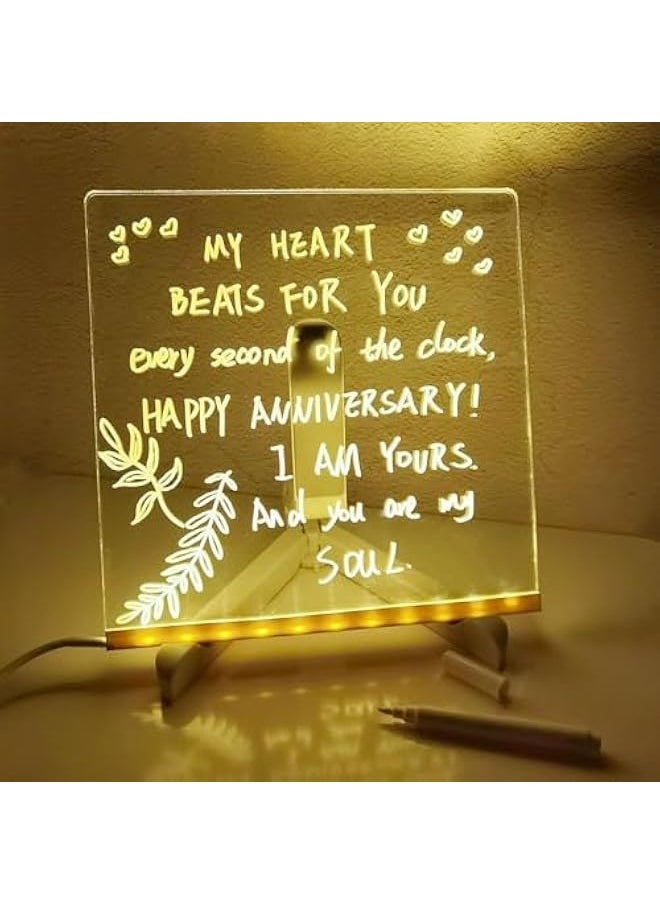 Led Acrylic Message Board, Light Up Acrylic Message Board, Creative Rewritable Acrylic Led Message Board, Glowing Acrylic Message Board Markers, Led Note Board With Colors (11.8 x 7.8 in)