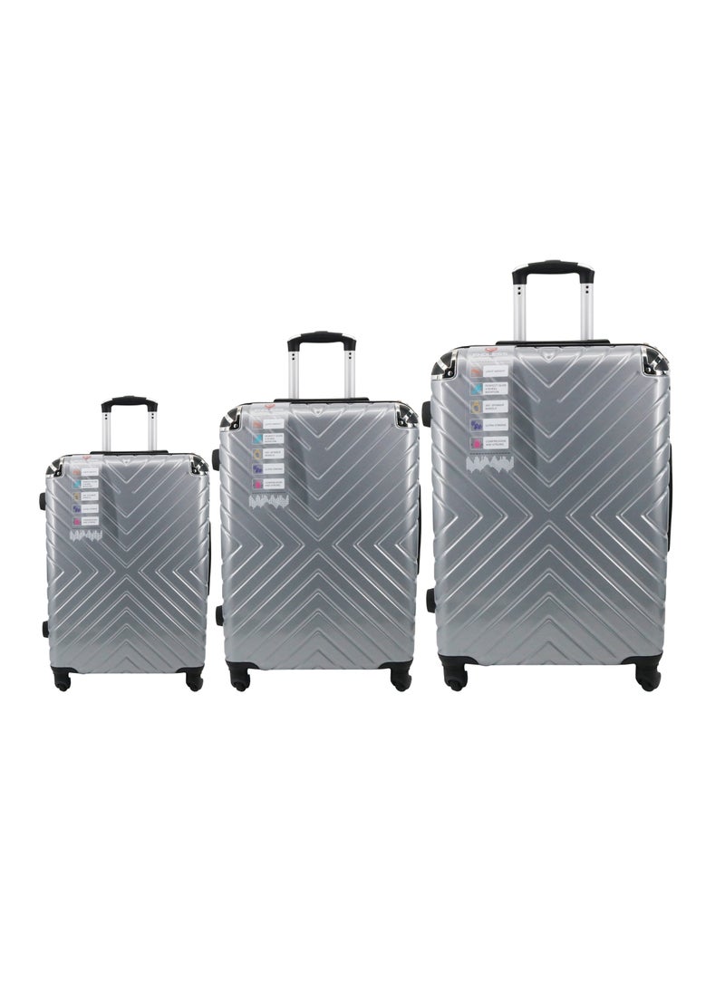 Set Of 3 Polycarbonate Luggage-75cm, 65cm (Check-In) & 55cm (Cabin) Hardsided Spinner Trolley Bags With In-Built TSA Lock | Carry on Luggage