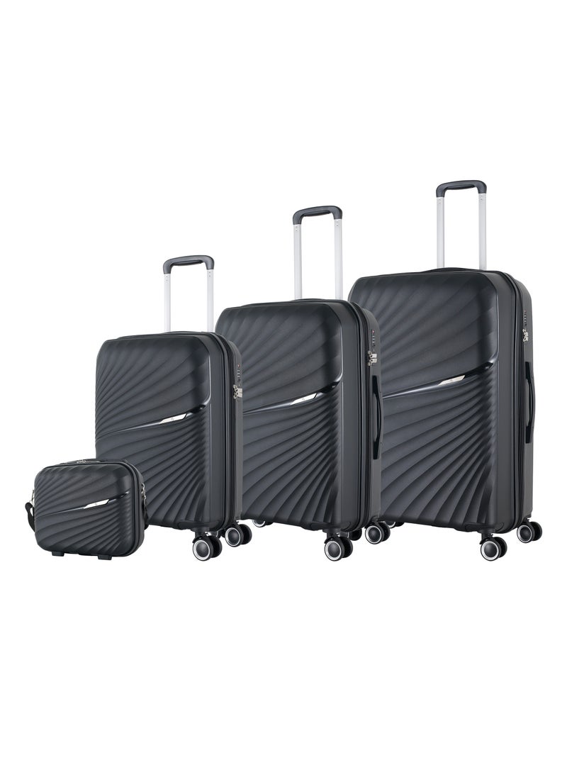 H.T Luggage Bag, Hard Case Polypropylene (PP) Material, 8x360 Degree Rotation Spinner Wheels, Matching Color Suitcases, Expandable Trolley Bag, Telescopic Handle, TSA Lock, SKU 13504