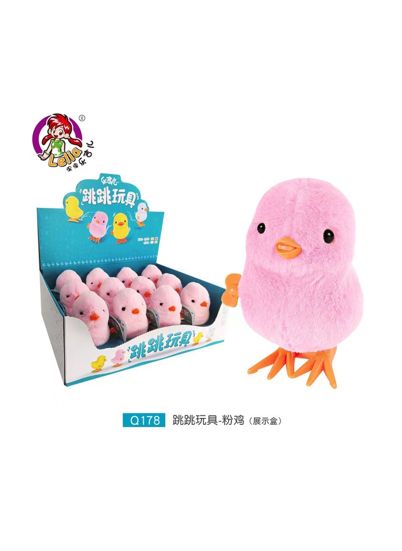 Shake the sound can jump spring chicken simulation jump chicken jump duck chain can run plush toys boys and girls baby children Q178 Jumping powder chicken [1]]