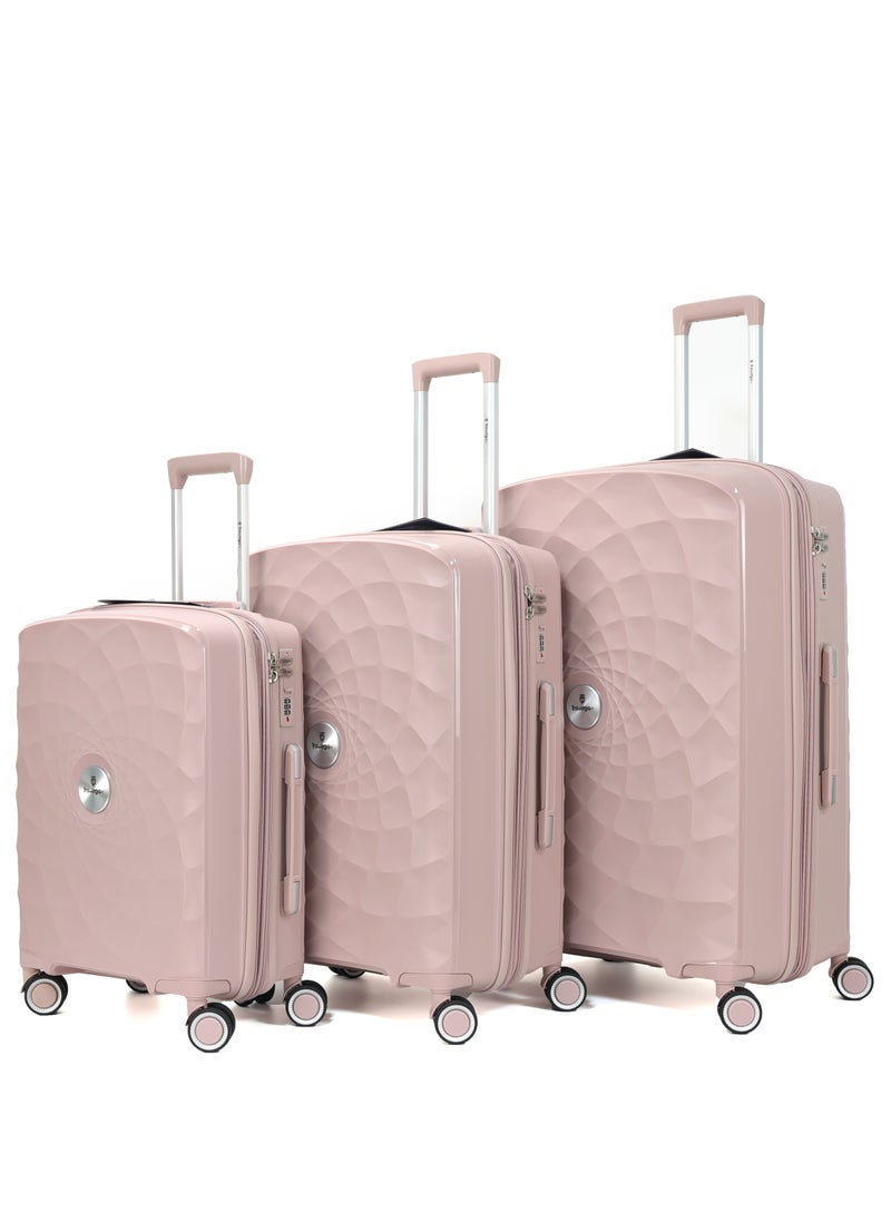 TRAVAGO 3 PCS LUGGAGE SET | EXPANDABLE | ANTI-THEFT ZIPPER | ROSE GOLD