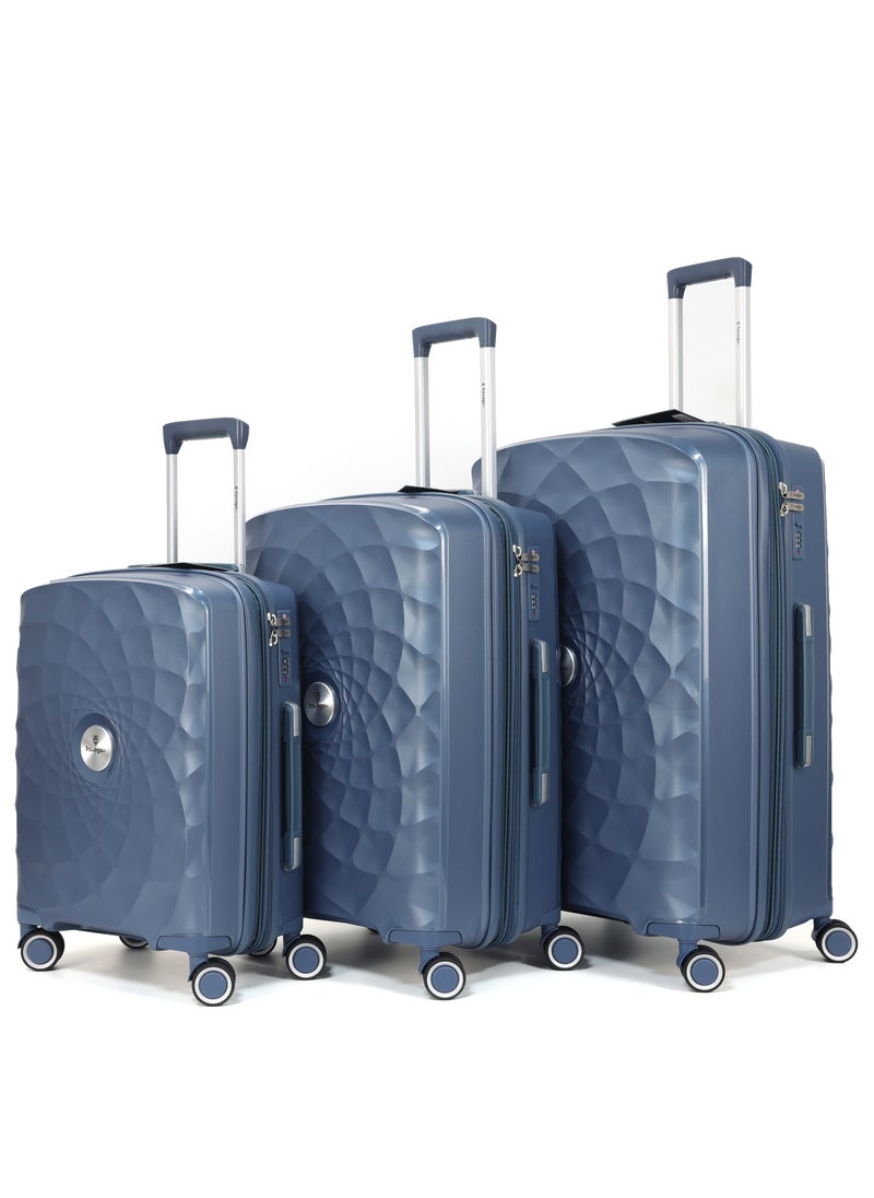 TRAVAGO 3 PCS LUGGAGE SET | EXPANDABLE | ANTI-THEFT ZIPPER | ICE BLUE