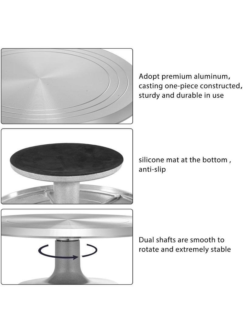 Cake Turntable,12inch Aluminum Cake Turntable Rotating Revolving Decorating Stand Pastry Baking Decor Tool for Icing and Cake Decorating