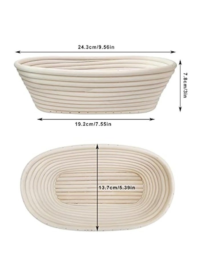 2 Packs 10 inch Oval Shaped Banneton Proofing Basket Set, Sourdough Bread Proofing Basket Baking Dough Bowl