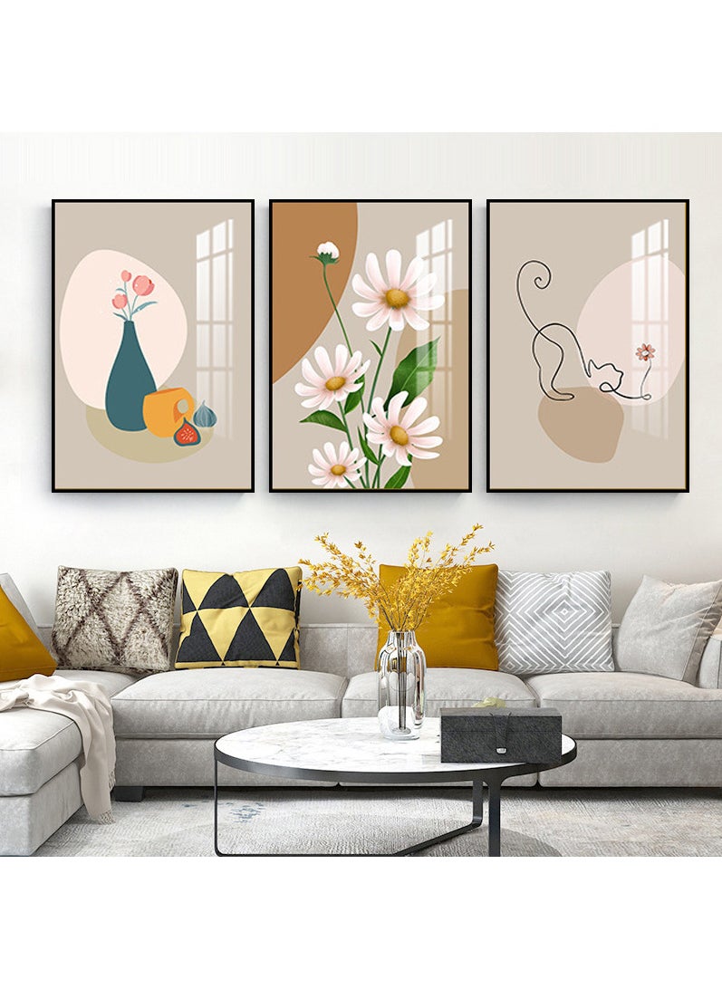 3PCS Wall Art Bright Style Minimalist Decor Modern Abstract Canvas Prints Poster Picture Framed Paintings Decorations