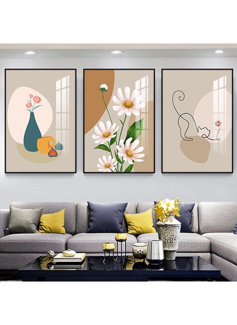 3PCS Wall Art Bright Style Minimalist Decor Modern Abstract Canvas Prints Poster Picture Framed Paintings Decorations