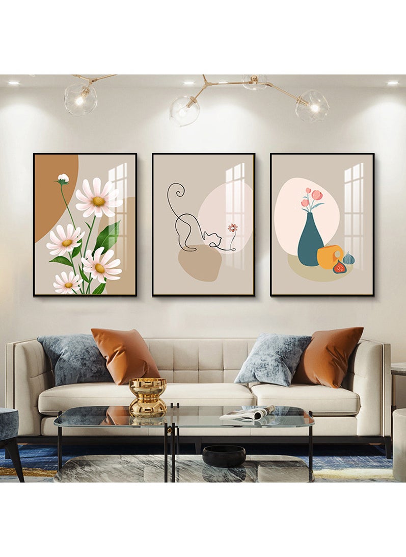 3PCS Wall Art Bright Style Minimalist Decor Modern Abstract Canvas Prints Poster Picture Framed Paintings Decorations
