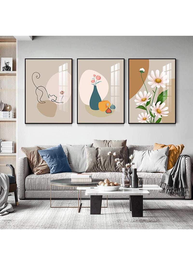 3PCS Wall Art Bright Style Minimalist Decor Modern Abstract Canvas Prints Poster Picture Framed Paintings Decorations